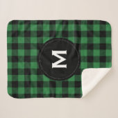 Rustiek zwart en groen geplakt patroon monogram sherpa deken (Voorkant (horizontaal))