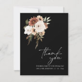 Rustiek zwart en perzik bloemenbruiloft dank u bedankkaart (Voorkant)