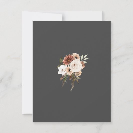 Rustiek zwart en perzik bloemenbruiloft dank u bedankkaart (Achterkant)