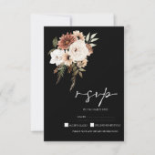 Rustiek zwart en perzik bloemenbruiloft RSVP (Voorkant)