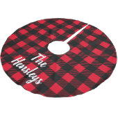 Rustiek Zwart en Rood Buffel Check Plaid Familie Kerstboom Rok (Gekanteld)