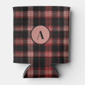 Rustiek zwart en rood geruite patroon blikjeskoeler (Voorkant)