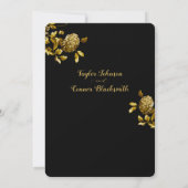 Rustiek Zwart Goud Bloemen Kalligrafie Huwelijk Kaart (Achterkant)