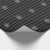 Rustiek zwart, grijs Tartan plaid - sneeuwvlok Cadeaupapier (Hoek)