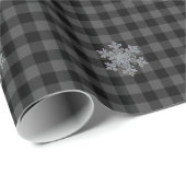 Rustiek zwart, grijs Tartan plaid - sneeuwvlok Cadeaupapier (Rol Hoek)