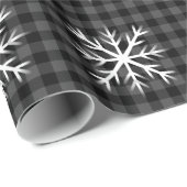 Rustiek zwart, grijs Tartan plaid - sneeuwvlok Cadeaupapier (Rol Hoek)