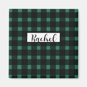 Rustiek zwart groen gingham patroon magneet (Voorkant)