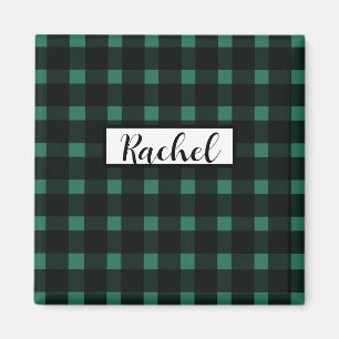 Rustiek zwart groen gingham patroon magneet