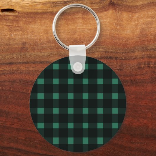 Rustiek zwart groen gingham patroon sleutelhanger (Achterkant)