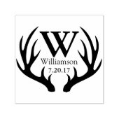 Rustiek zwart hert gewei familienaam Initiaal Zelfinktende Stempel (Design)