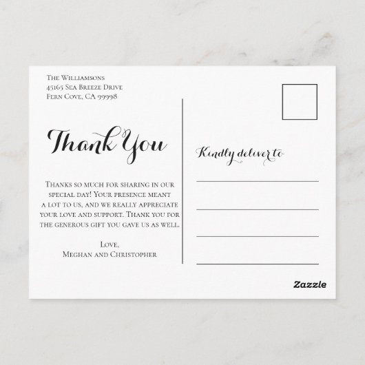 Rustiek Zwart Hout Goud Zonnebloem Bruiloft Dank u Briefkaart (Achterkant)