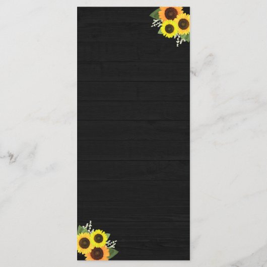 Rustiek Zwart Houten Lichten Kant Zonnebloem Bruil Menu (Achterkant)