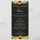 Rustiek Zwart Houten Lichten Kant Zonnebloem Bruil Menu (Voorkant)