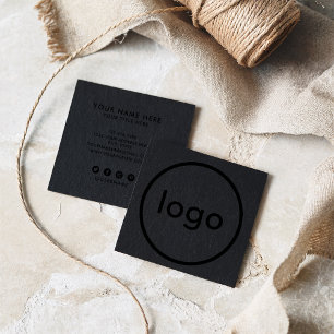 Rustiek zwart kraftpapier voeg uw logo handgemaakt vierkante visitekaartje