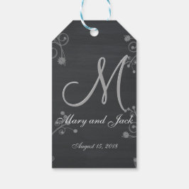 Rustiek zwart krijt krijtbord 3d Monogram Cadeaulabel