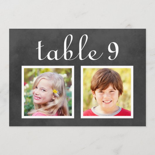Rustiek zwart krijtbord bruiloft foto tafel nummer kaart (Achterkant)