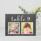 Rustiek zwart krijtbord bruiloft foto tafel nummer kaart (Staand voorkant)