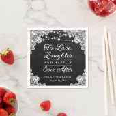 Rustiek zwart krijtbord gelukkig ooit na bruiloft servet (Insitu)