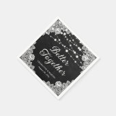 Rustiek Zwart Krijtbord Kant String Lights Bruilof Servet (Hoek)