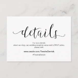 Rustiek zwart lettertype, Wedding Details, RSVP Informatiekaartje