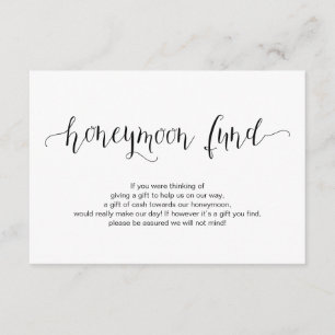 Rustiek zwart lettertype, Wedding Honeymoon Fund W Informatiekaartje