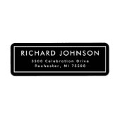 Rustiek Zwart Minimalistisch Elegant Retouradres Etiket (Voorkant)