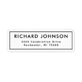 Rustiek Zwart Minimalistisch Elegant Retouradres Etiket (Voorkant)