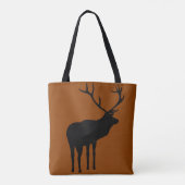 Rustiek Zwart op Bruin Elk Spirit Dier Silhouet Tote Bag (Achterkant)