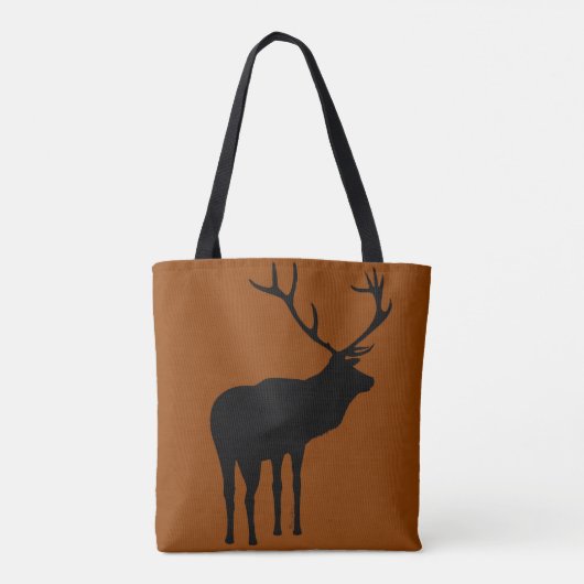 Rustiek Zwart op Bruin Elk Spirit Dier Silhouet Tote Bag (Achterkant)