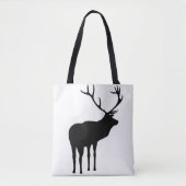 Rustiek Zwart op Wit Elk Spirit Dier Silhouet Tote Bag (Voorkant)