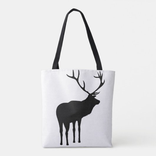 Rustiek Zwart op Wit Elk Spirit Dier Silhouet Tote Bag (Achterkant)