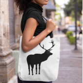 Rustiek Zwart op Wit Elk Spirit Dier Silhouet Tote Bag