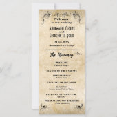  rustiek zwart perkament bruiloft programma (Voorkant)