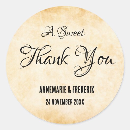 Rustiek  zwart perkament ronde sticker (Voorkant)