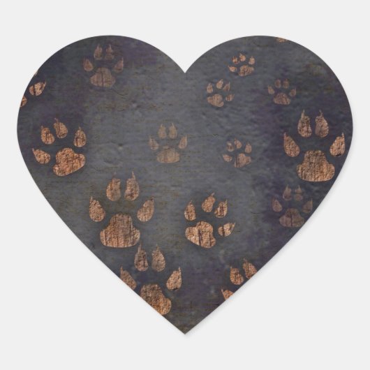 Rustiek zwart poot patroon hart sticker (Voorkant)