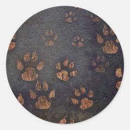 Rustiek zwart poot patroon ronde sticker
