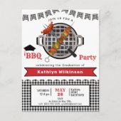 Rustiek Zwart Rood Plaid Foto Afstuderen BBQ Party Uitnodiging Briefkaart (Voorkant)