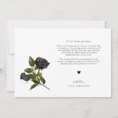 Rustiek Zwart Roos Halloween Bruiloft Wit Bedankkaart (Achterkant)