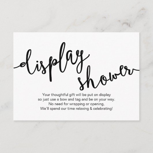 Rustiek zwart script, display douche informatiekaartje (Voorkant)