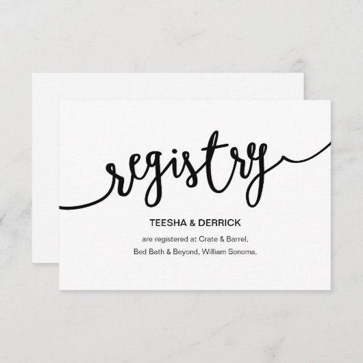 Rustiek zwart script, huwelijksregister informatiekaartje (Voorkant / Achterkant)