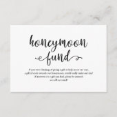 Rustiek zwart script, Wedding Honeymoon Fund wens Informatiekaartje (Voorkant)