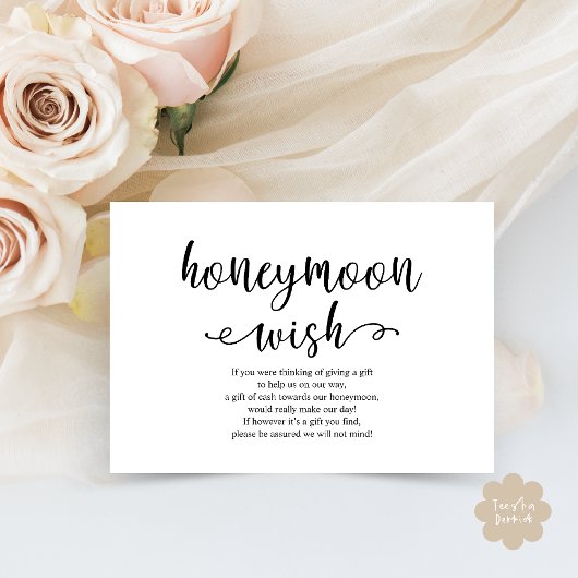 Rustiek zwart script, Wedding Honeymoon Wish Fund Informatiekaartje