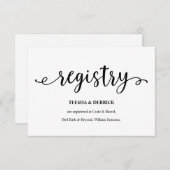 Rustiek zwart script, Wedding Registry Informatiekaartje (Voorkant / Achterkant)