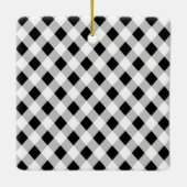 Rustiek zwart-wit Argyle Monogram Foto Keramisch Ornament (Achterkant)