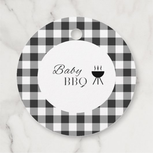 Rustiek Zwart-wit Baby shower Dank u Bedankjes Labels (Achterkant)