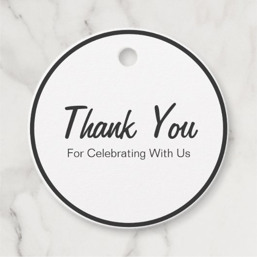 Rustiek Zwart-wit Baby shower Dank u Bedankjes Labels (Voorkant)