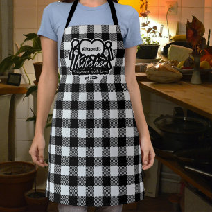 Rustiek Zwart & Wit Buffalo Plakken Custom Keuken Schort