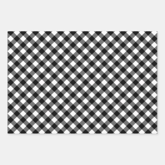 Rustiek Zwart Wit Buffel Plaid Sneeuwvlok Inpakpapier Vel (Voorkant 2)