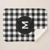 Rustiek zwart-wit geplakt patroon monogram sherpa deken (Voorkant (horizontaal))