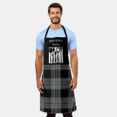 Rustiek zwart wit geruite monogram naam keuken schort (Gedragen)